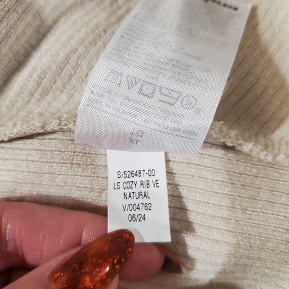 NWT Banana Republic Womens Cozy Ribbed V-Neck Wrap Top Size XL Natural Cream - Picture 8 of 10